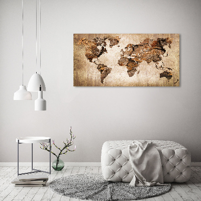 Quadro su vetro acrilico Mappa del mondo di Wood