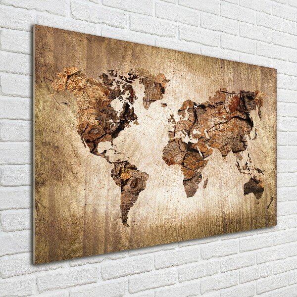 Quadro su vetro acrilico Mappa del mondo di Wood