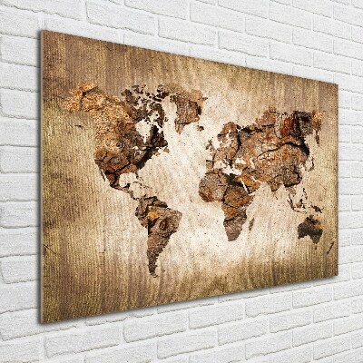Quadro su vetro acrilico Mappa del mondo di Wood