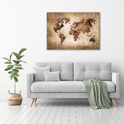 Quadro su vetro acrilico Mappa del mondo di Wood