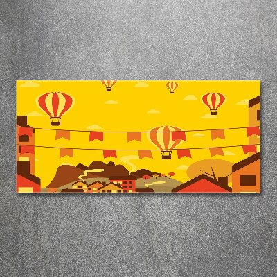 Quadro su vetro acrilico Palloncini sopra la città