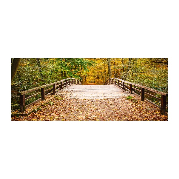 Quadro vetro acrilico Ponte nella foresta autunnale