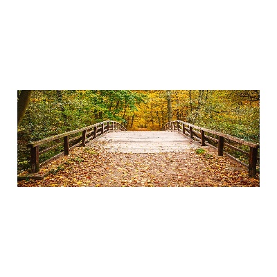 Quadro vetro acrilico Ponte nella foresta autunnale