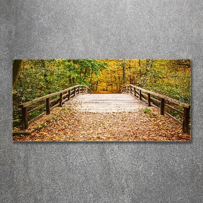 Quadro vetro acrilico Ponte nella foresta autunnale