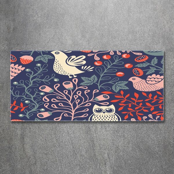 Quadro in vetro acrilico Piante di gufo gallina