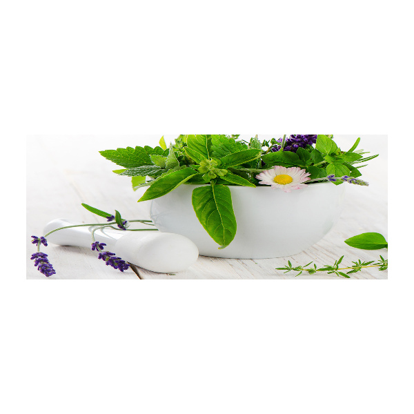 Quadro in vetro acrilico Mortaio ed erbe aromatiche