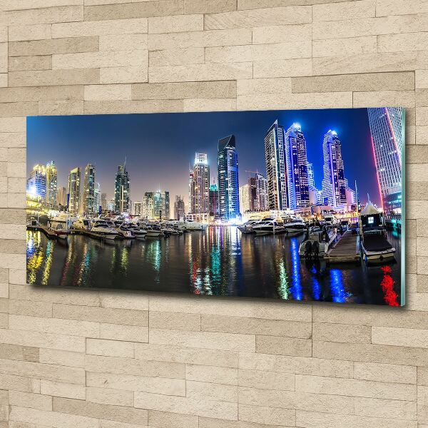 Quadro in vetro acrilico Dubai di notte