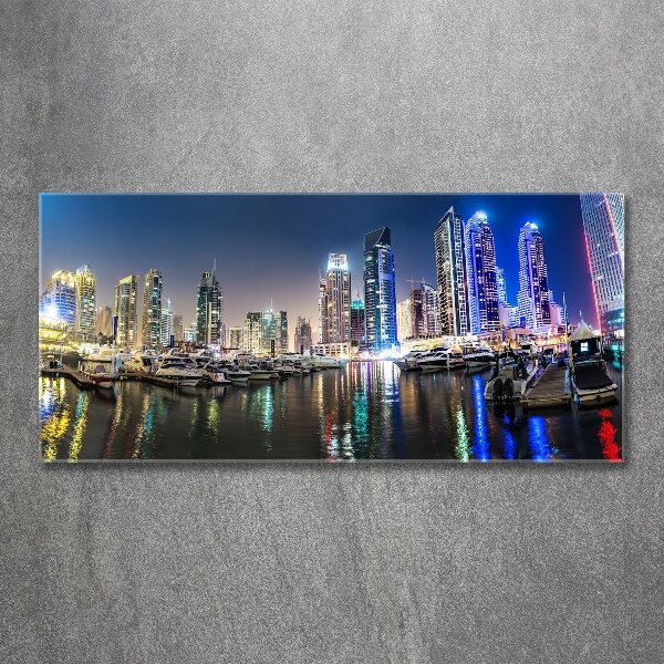 Quadro in vetro acrilico Dubai di notte