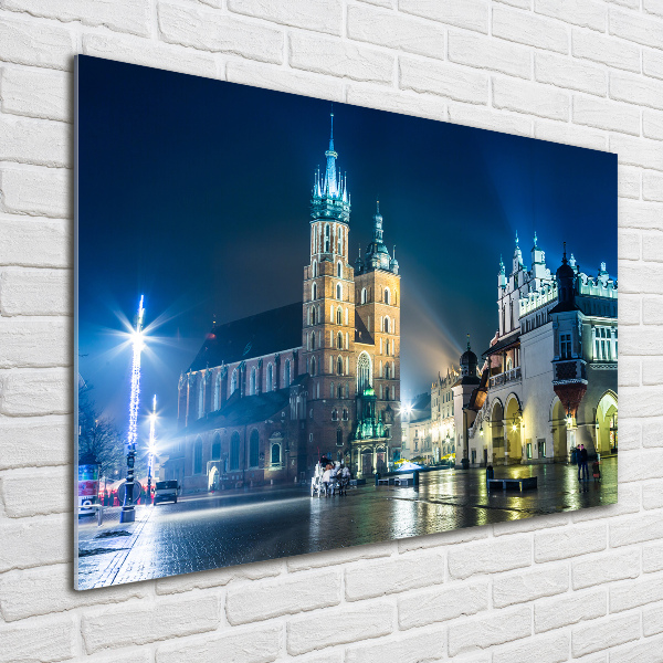 Quadro su vetro acrilico Cracovia di notte