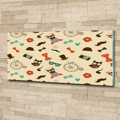 Quadro in vetro acrilico Gufi hipster