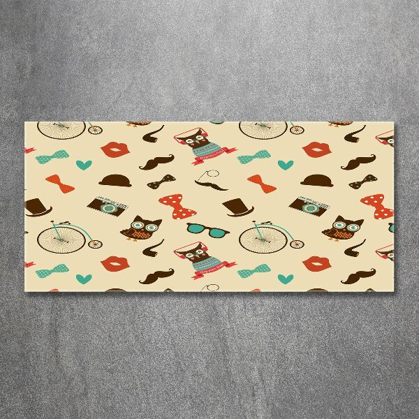 Quadro in vetro acrilico Gufi hipster