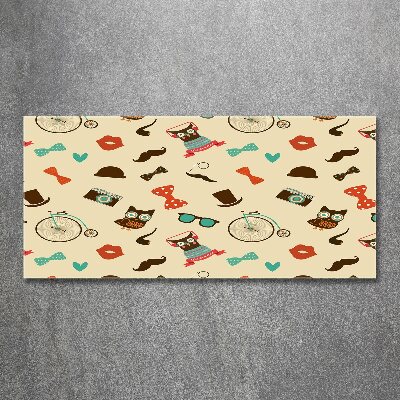 Quadro in vetro acrilico Gufi hipster