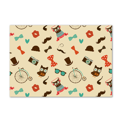 Quadro in vetro acrilico Gufi hipster