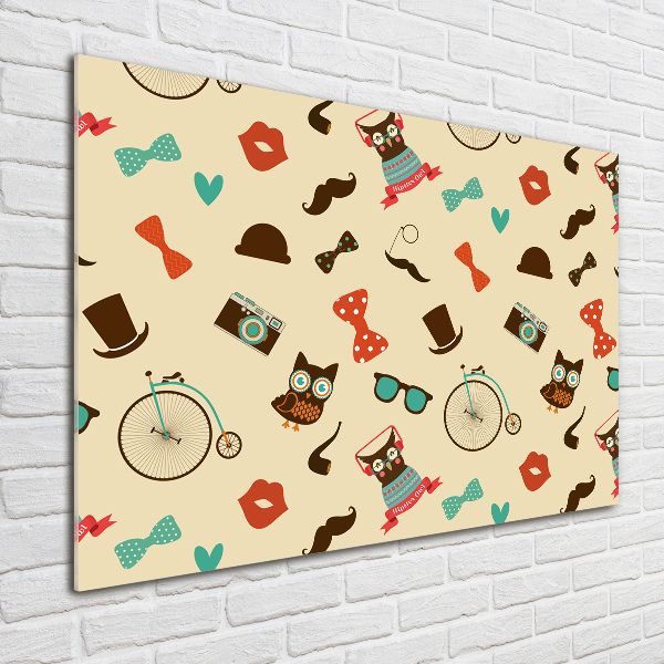 Quadro in vetro acrilico Gufi hipster