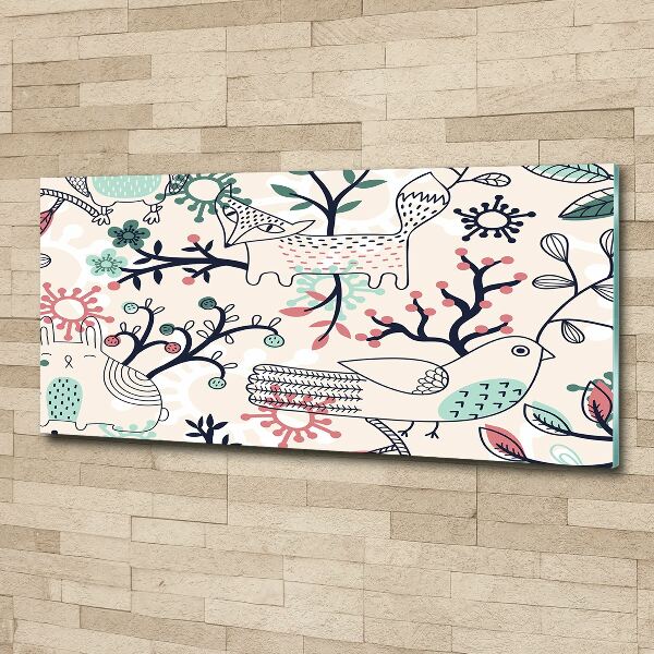 Quadro in vetro acrilico Animali e fiori