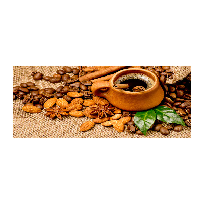 Quadro vetro acrilico Chicchi di caffè e una tazza