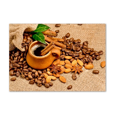 Quadro su vetro acrilico Chicchi di caffè e una tazza