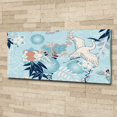 Quadro vetro acrilico Gru e fiori