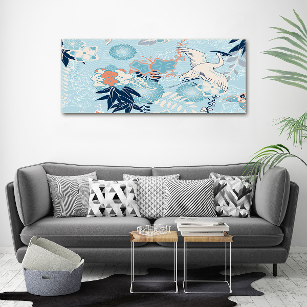 Quadro vetro acrilico Gru e fiori