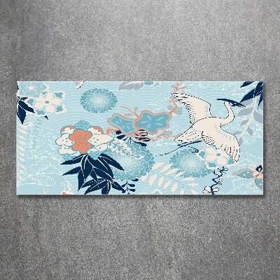 Quadro vetro acrilico Gru e fiori