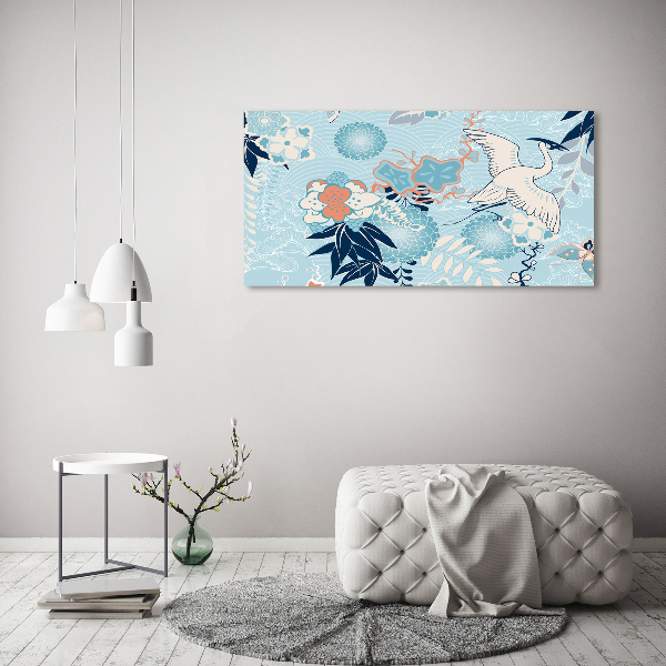 Quadro vetro acrilico Gru e fiori