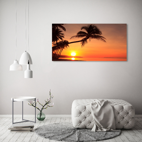 Quadro su vetro acrilico Spiaggia al tramonto
