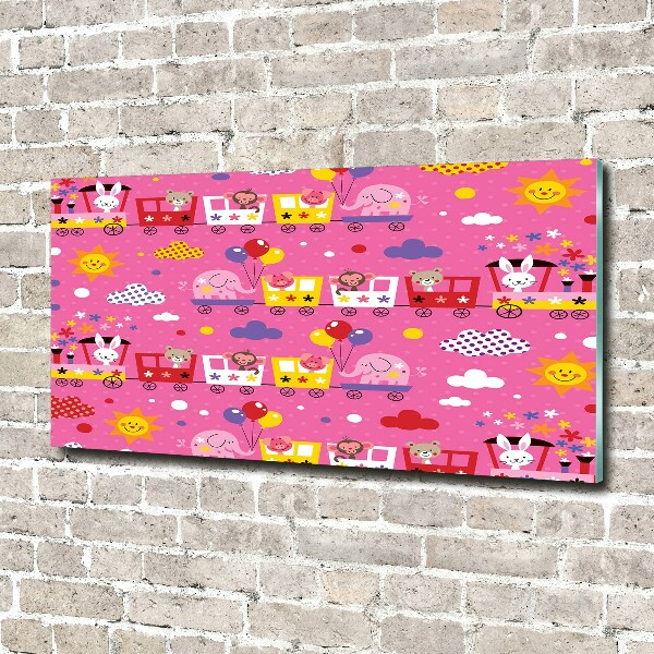 Quadro vetro acrilico Animali sul treno