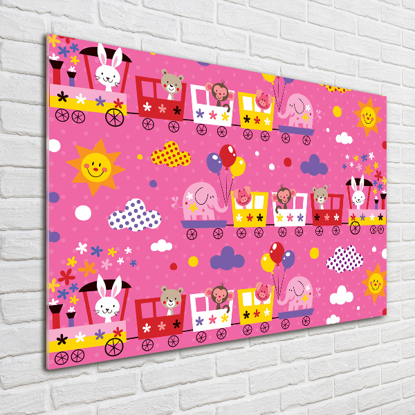 Quadro vetro acrilico Animali sul treno