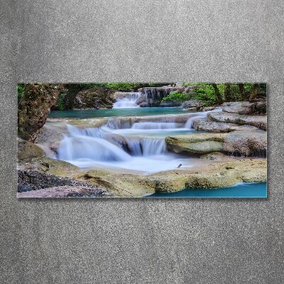 Quadro vetro acrilico Cascata nella foresta