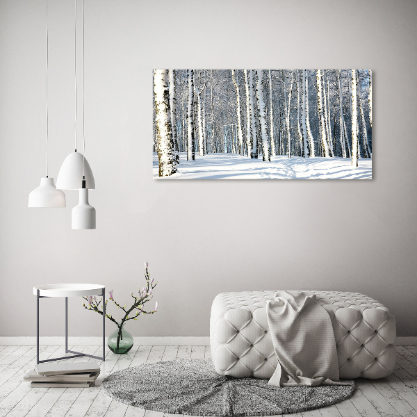 Quadro su vetro acrilico Foresta in inverno