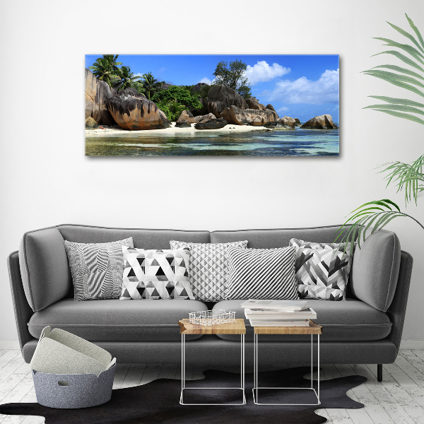 Quadro su vetro acrilico Panorama delle Seychelles