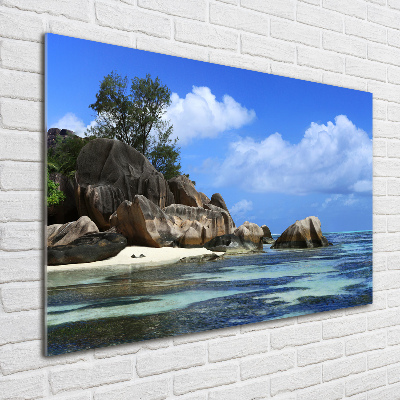 Quadro su vetro acrilico Panorama delle Seychelles