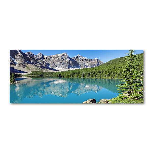 Quadro su vetro acrilico Lago tra le montagne