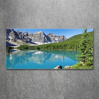 Quadro su vetro acrilico Lago tra le montagne