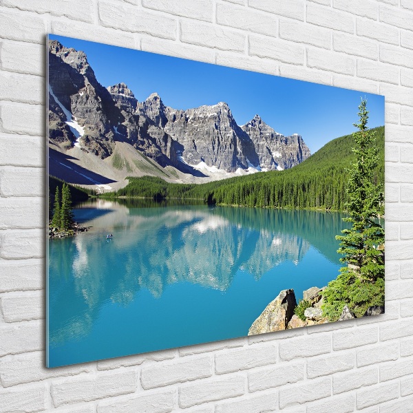 Quadro su vetro acrilico Lago tra le montagne
