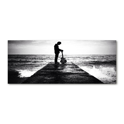 Quadro su vetro acrilico Chitarrista sul molo