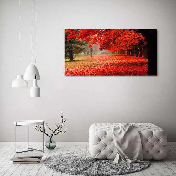 Quadro su vetro acrilico Alberi in autunno