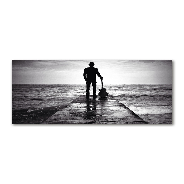 Quadro in vetro acrilico Chitarrista sul molo