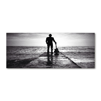 Quadro in vetro acrilico Chitarrista sul molo