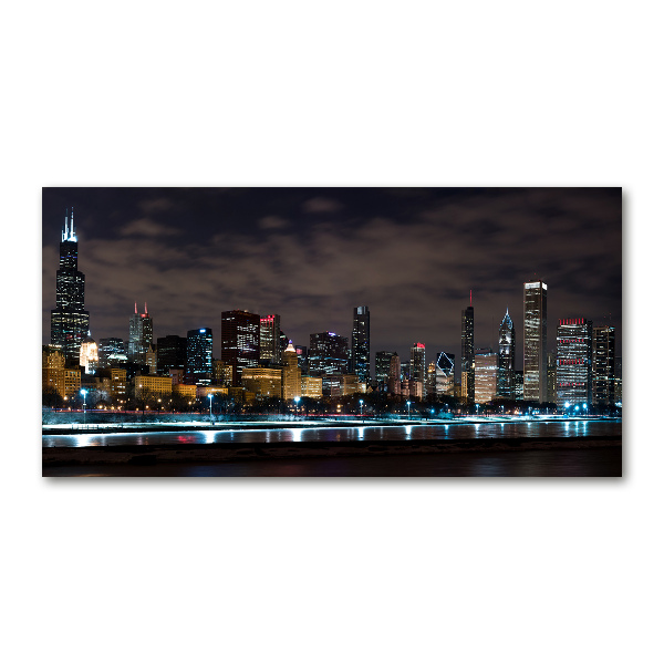 Quadro in vetro acrilico Chicago di notte
