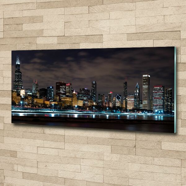 Quadro in vetro acrilico Chicago di notte