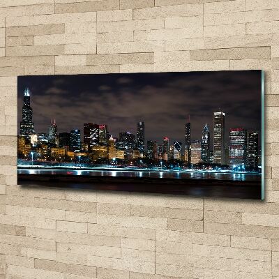 Quadro in vetro acrilico Chicago di notte