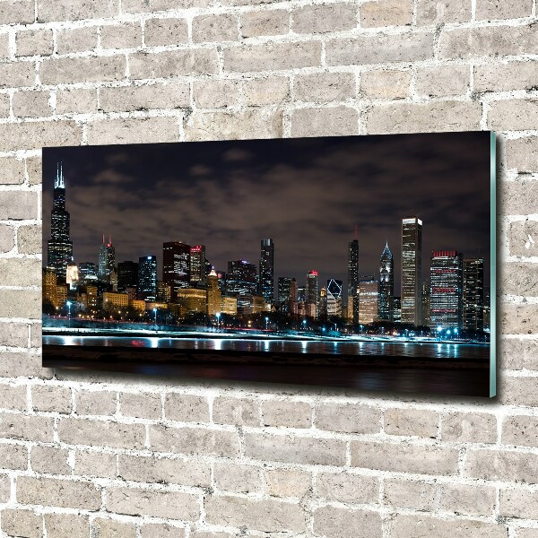 Quadro in vetro acrilico Chicago di notte
