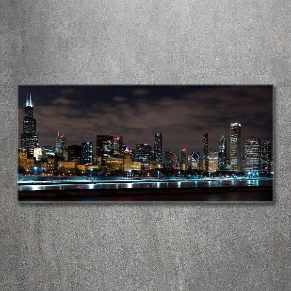 Quadro in vetro acrilico Chicago di notte