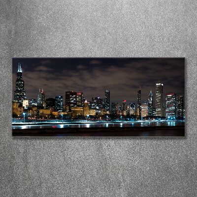 Quadro in vetro acrilico Chicago di notte
