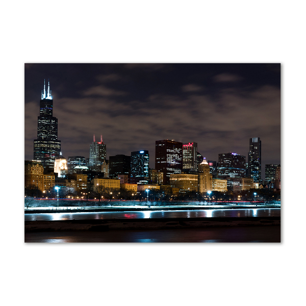 Quadro in vetro acrilico Chicago di notte
