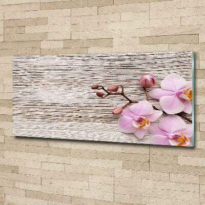 Quadro vetro acrilico Orchidea su legno