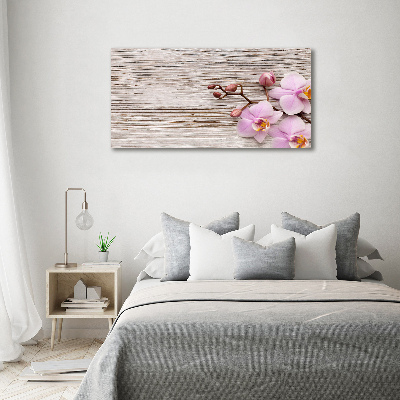Quadro vetro acrilico Orchidea su legno