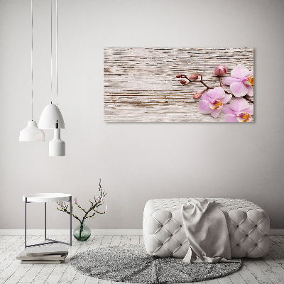 Quadro vetro acrilico Orchidea su legno
