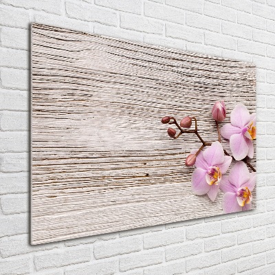 Quadro vetro acrilico Orchidea su legno
